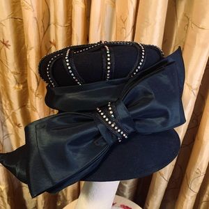 Brenda bowling original black wool hat with trimming